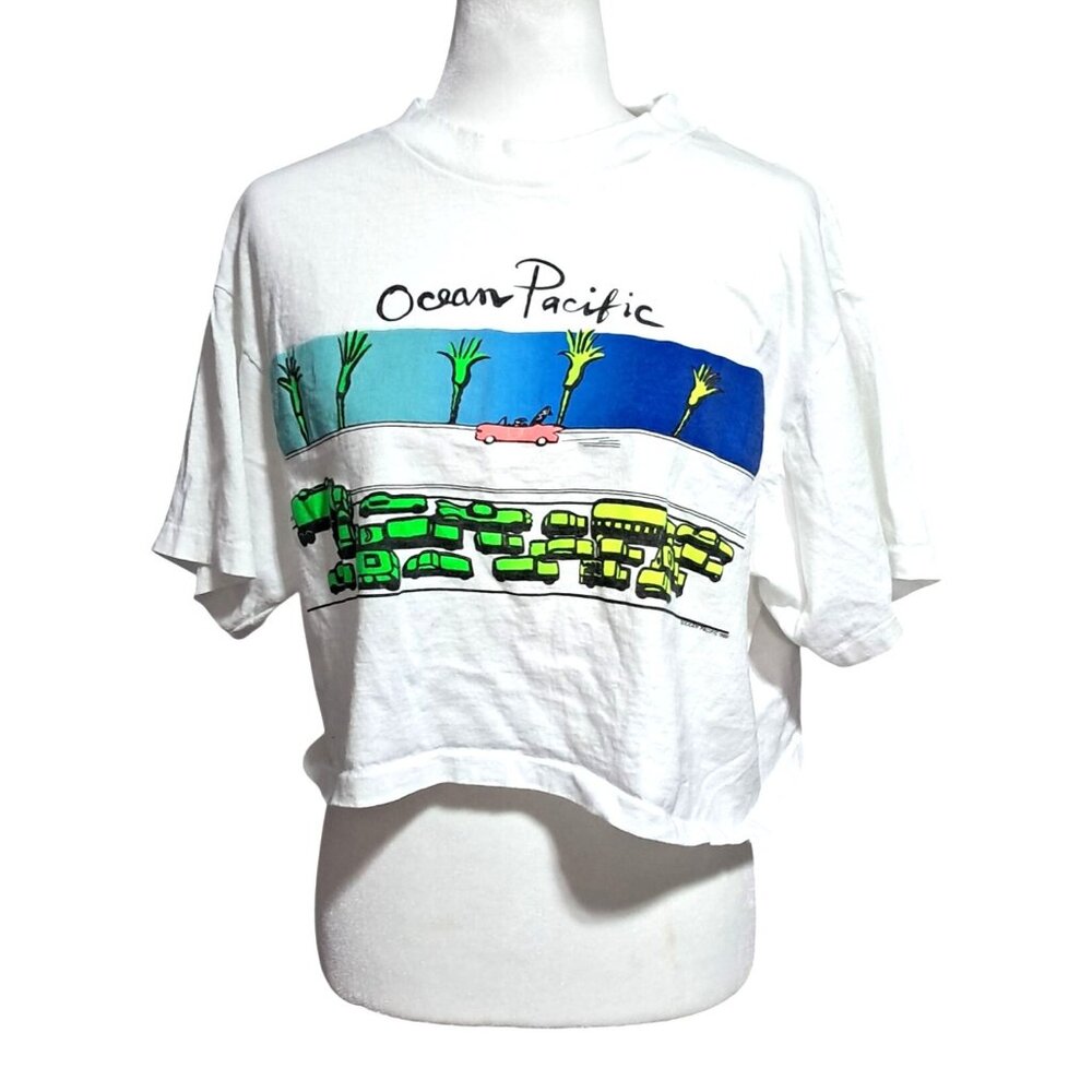 Vintage OP Womens Crop Top 1989 Ocean Pacific Shirt Single Stitch - Picture 9 of 9
